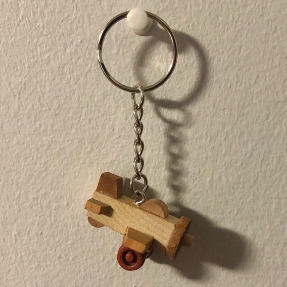 Wooden Toy airplane Keychain Accessory - Picture 2 of 3